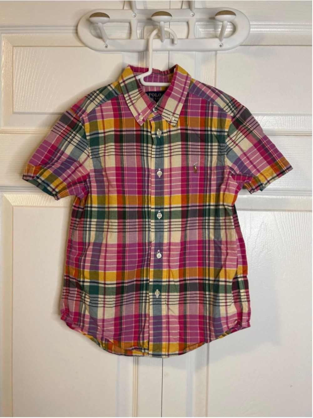 Polo Ralph Lauren Boys Colourful Plaid Short Sleeve Collared Button Up Shirt 6
